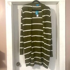 BABE Long Open Cardigan - Olive